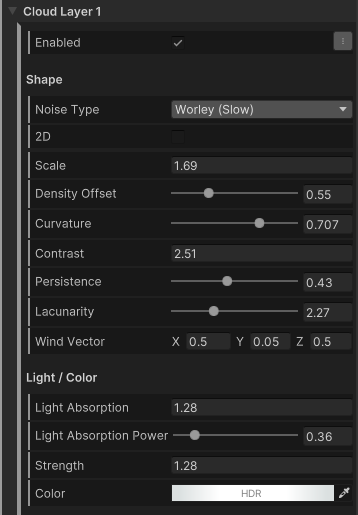 cloud layer settings